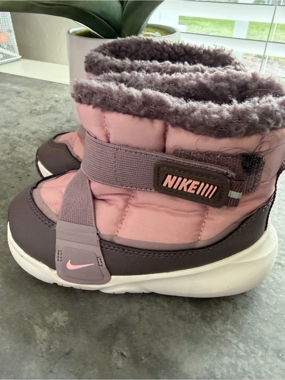 Nike Pink and Lavender Kids Fleece-Lined Bootie